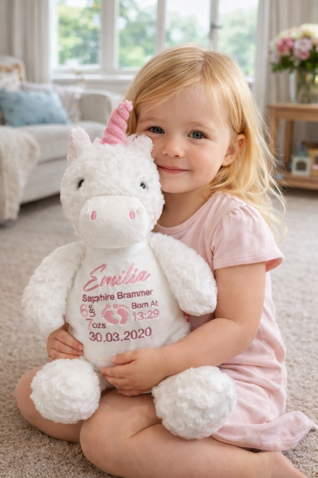 Baby Unicorn Personalised Teddy