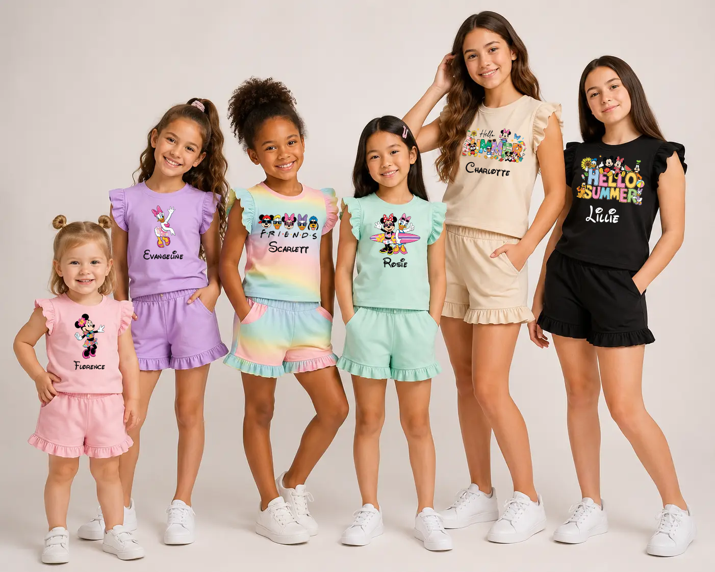 Disney personalised flutter sleeve top & short set