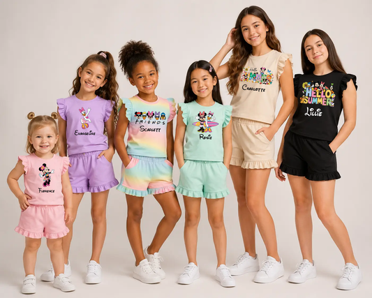 Disney personalised flutter sleeve top & short set