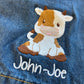 Kids Denim Dungarees Personalised Cow & Name design