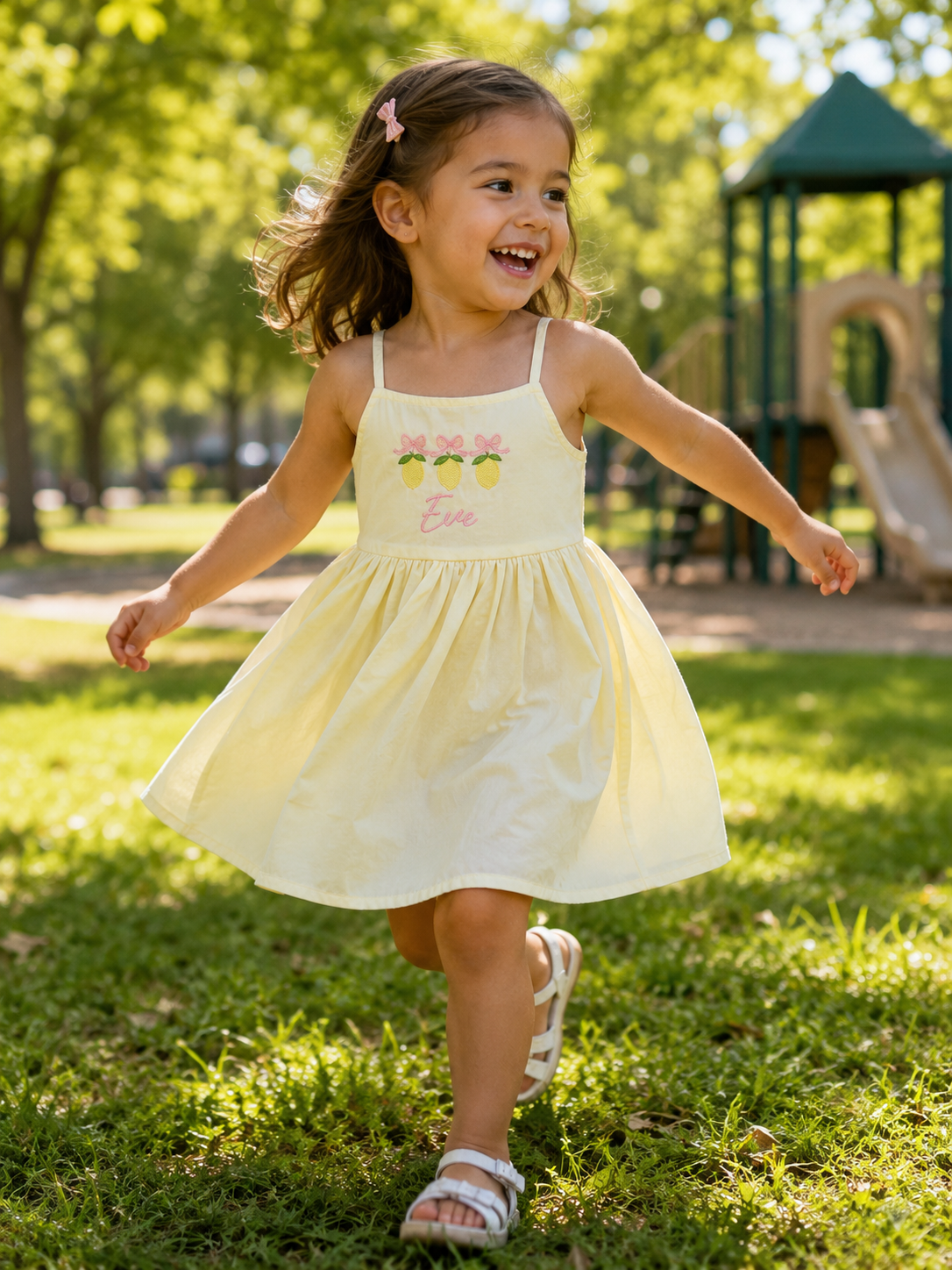 Cherry Kids personalised strappy summer dress