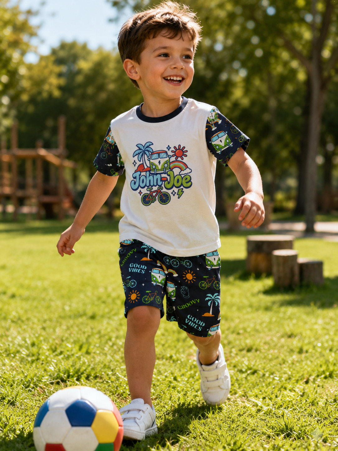 Groovy Camper personalised summer short & t-shirt set