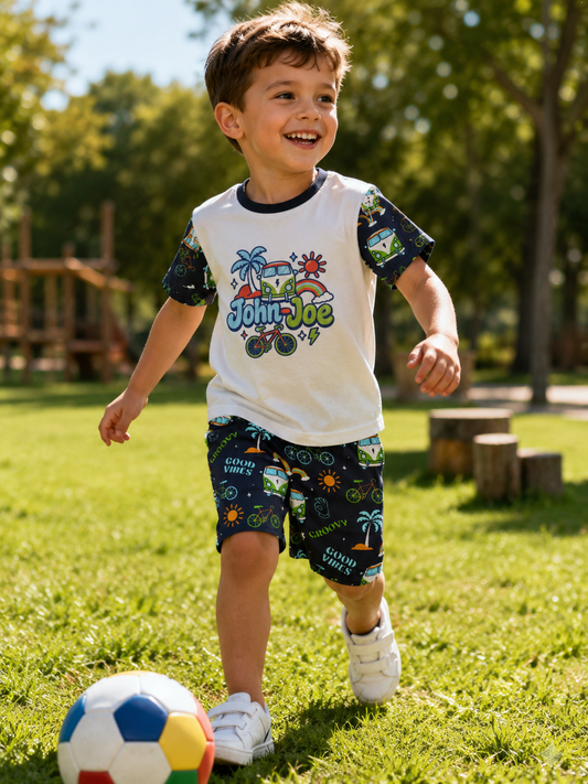 Groovy Camper personalised summer short & t-shirt set