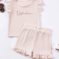 Kids Ribbed Personalised Embroidered Name Frill Sleeve Set