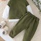 Sweater Tracksuit set khaki/white personalised kids name
