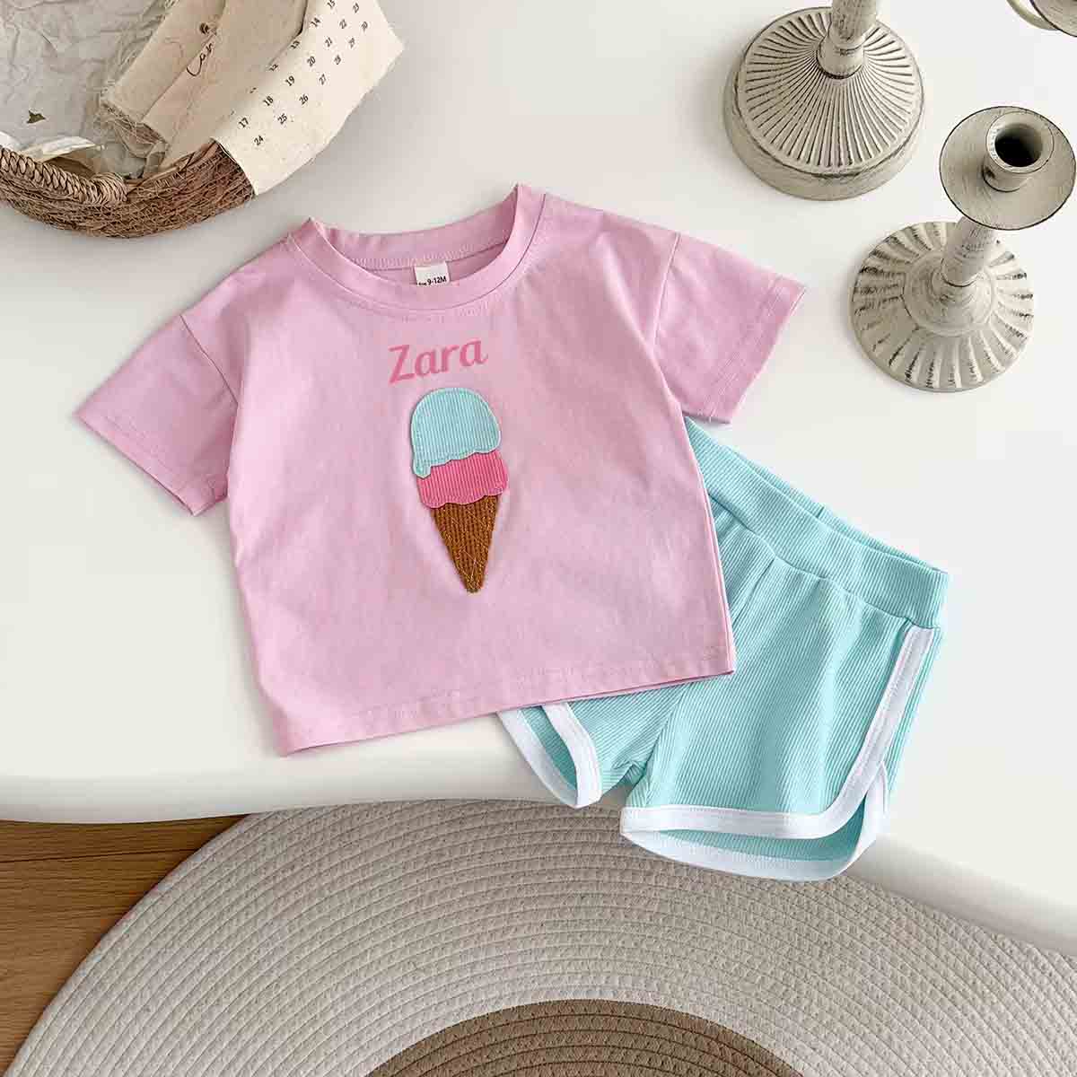 Summer Ice-cream personalised kids t-shirt & short set