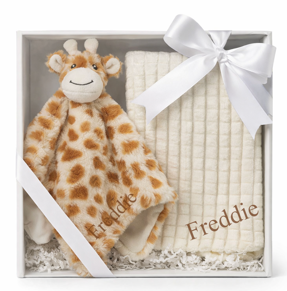 Giraffe Comforter & coffee blanket baby Gift Set