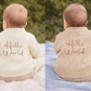 Button up Cardigan With Hello World - Taupe & White