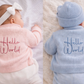 Button up Cardigan With Hello World - Pink & Blue