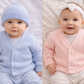 Button up Cardigan With Hello World - Pink & Blue