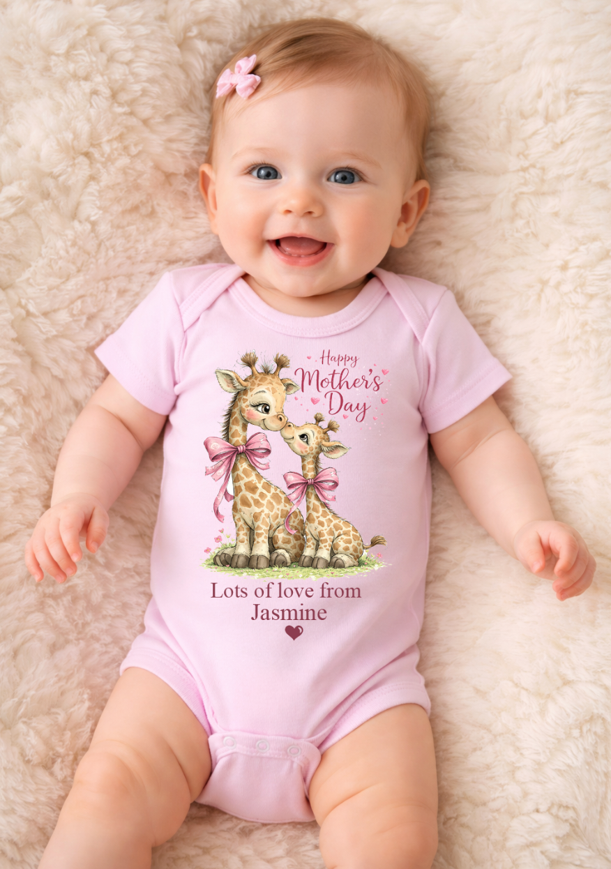 Mothers Day personalised Giraffe vest / sleepsuit