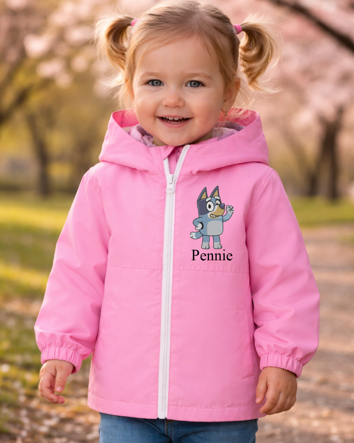Baby/Toddler personalised Rain coat Pink Bluey