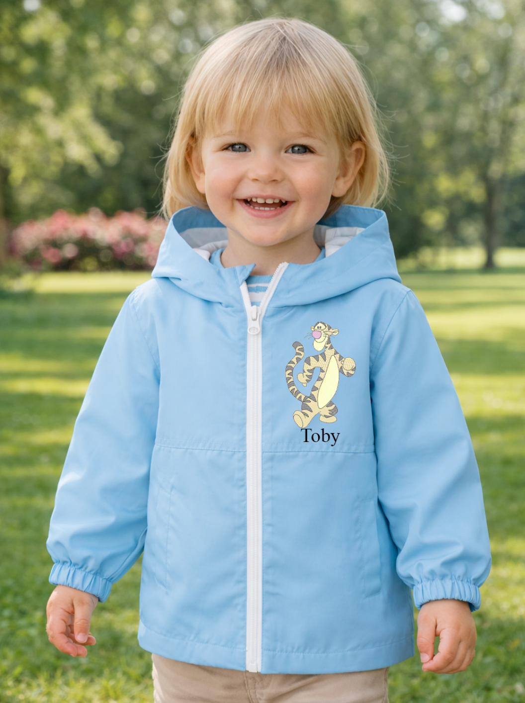Baby/Toddler personalised Rain coat Blue Tigger design
