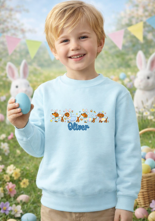 Dachshund easter personalised kids sweater