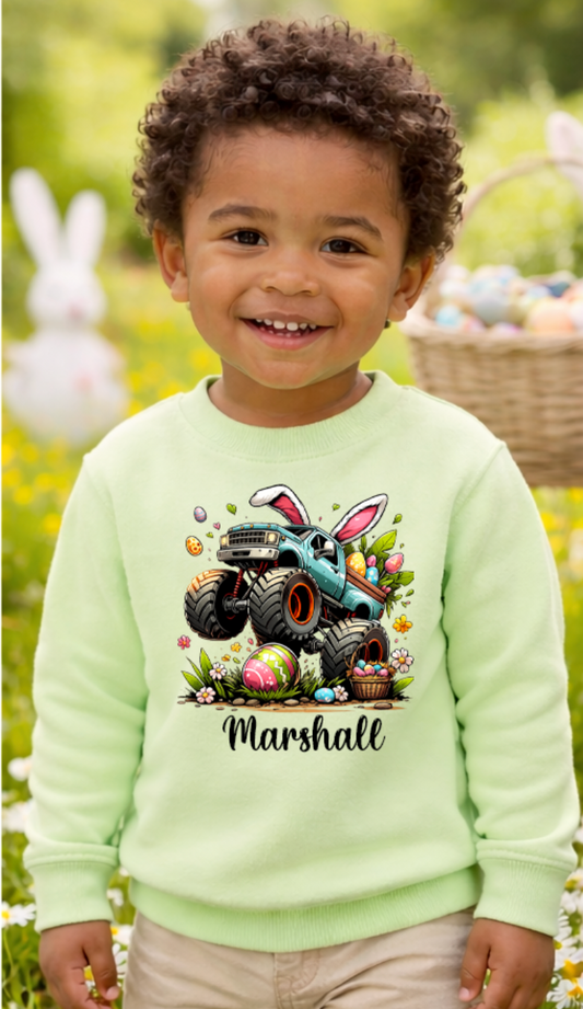 Monster truck easter personalised kids sweater