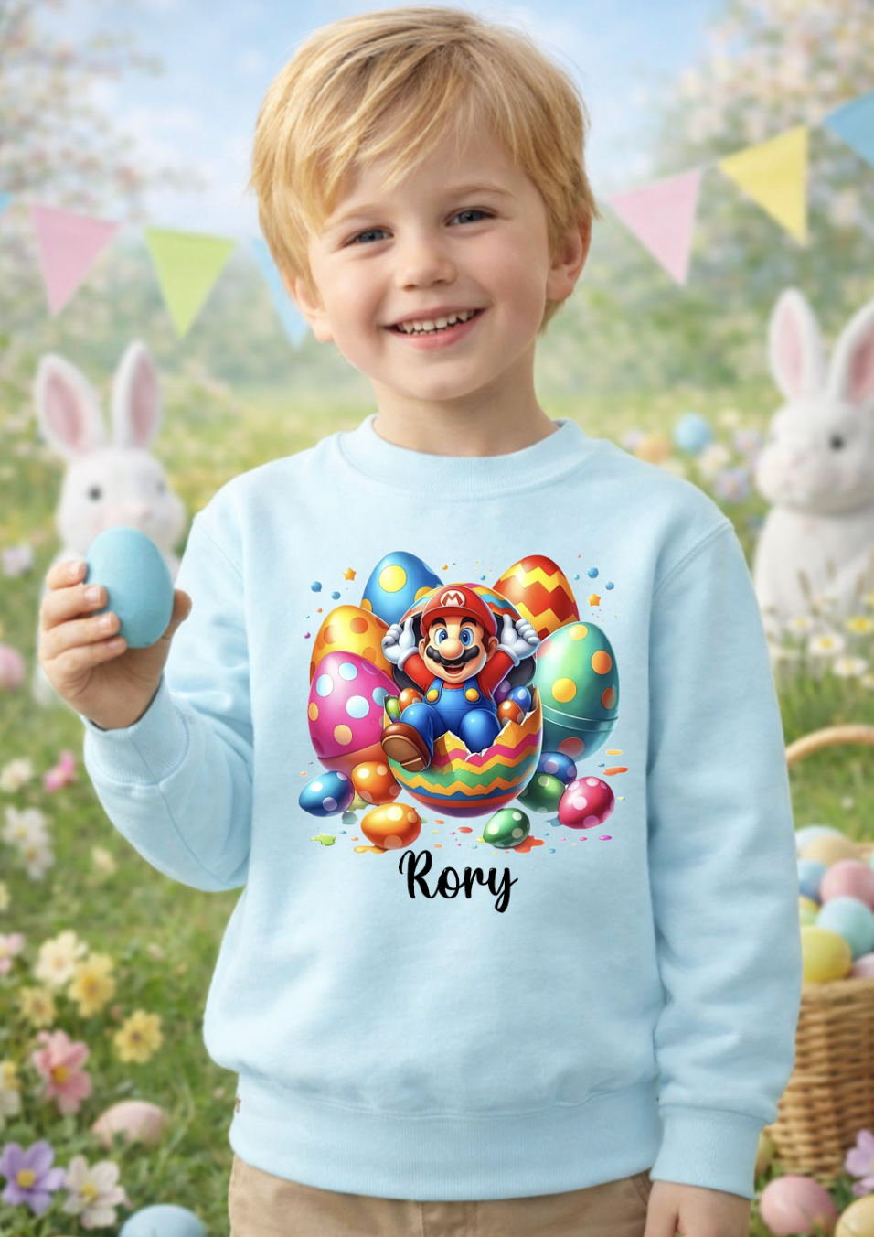 Mario Easter personalised kids sweater