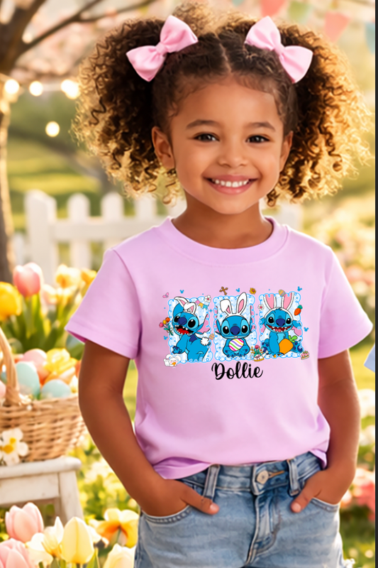 Stitch Easter personalised kids T-Shirt