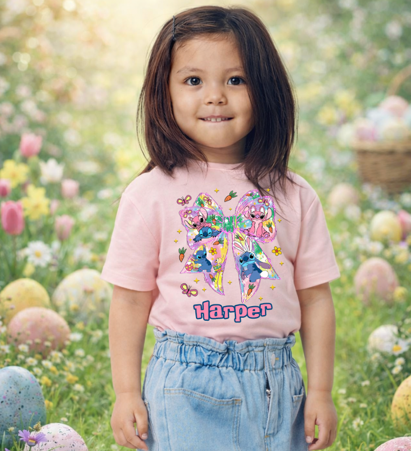 Personalised Easter stitch bow easter T-Shirt
