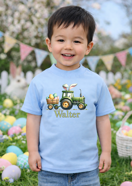 Easter tractor personalised kids T-Shirt