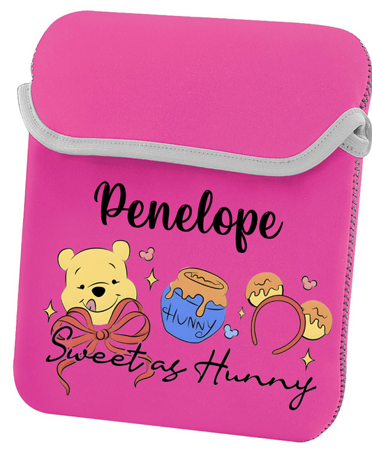 Personalised reversible ipad/tablet sleeve storage case Winnie The Pooh