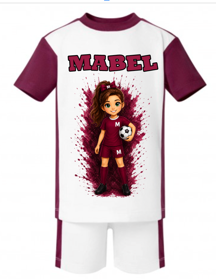 Sports short & T-shirt personalised kids character set