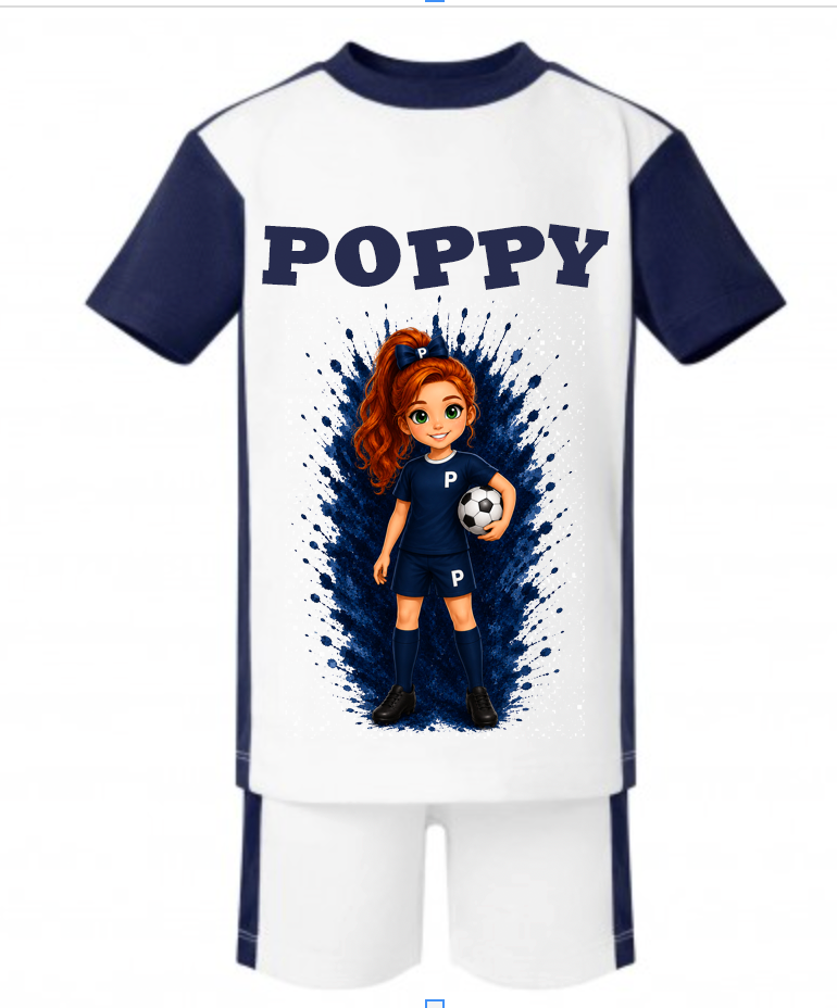 Sports short & T-shirt personalised kids character set