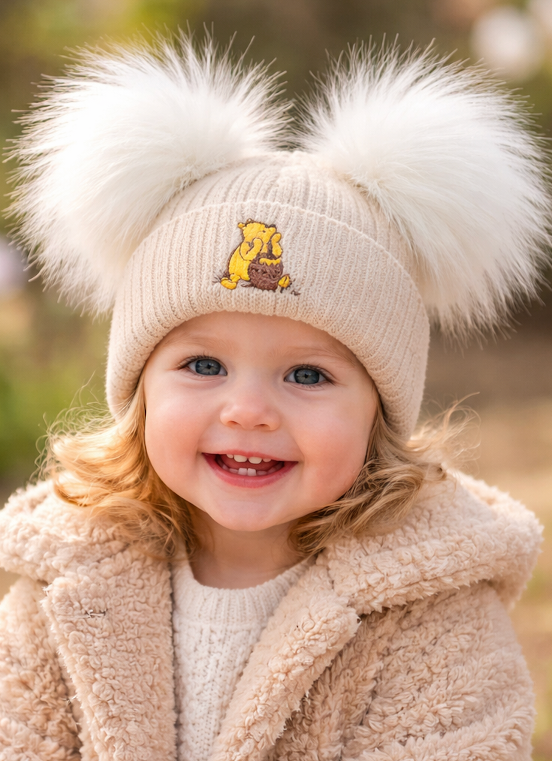 Double Pom Hat Winnie The Pooh - 3+ Months