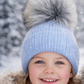 Blue/grey pom Personalised Single Pom hat - various sizes