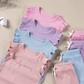 Kids Ribbed Personalised Embroidered Name Frill Sleeve Set