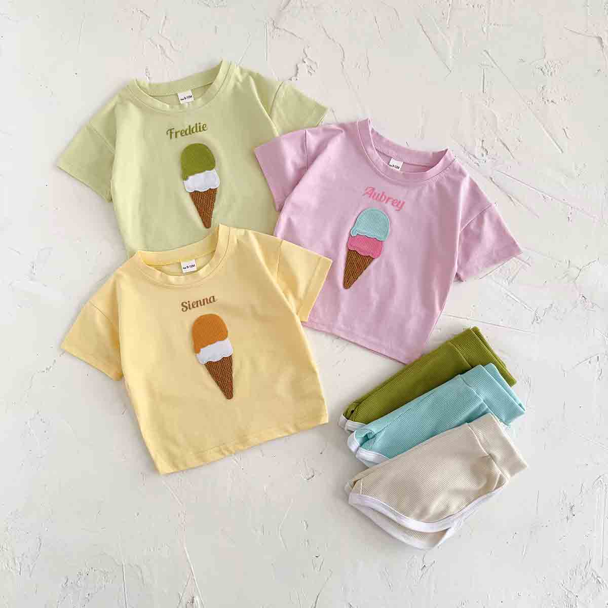 Summer Ice-cream personalised kids t-shirt & short set