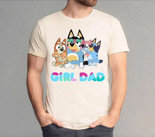 Bluey Girl Dad Adults personalised fathers day T-Shirt