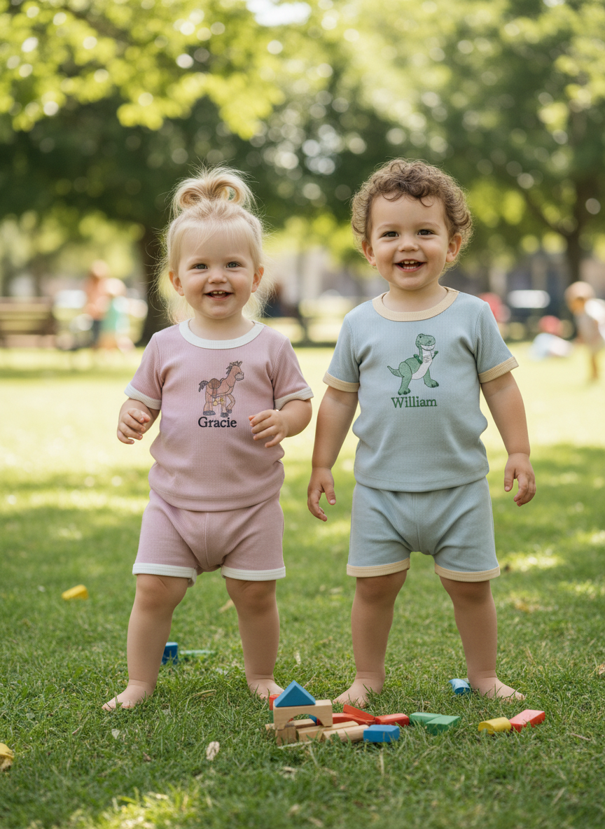 Short & Top ribbed personalised Toy Story Kids Summer set