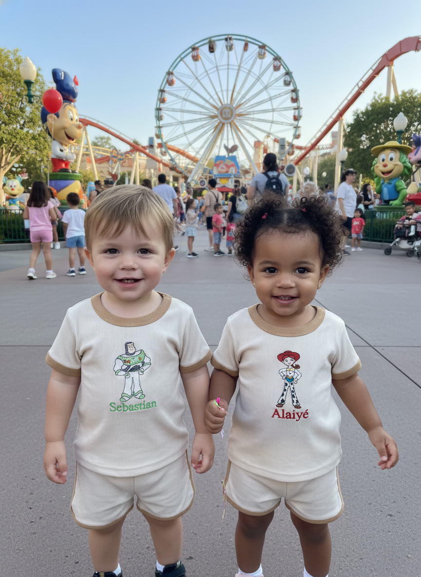 Short & Top ribbed personalised Toy Story Kids Summer set
