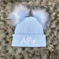 Blue 3+ Month Double Pom hat