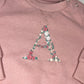 Dusky Pink Floral Initial Sweater
