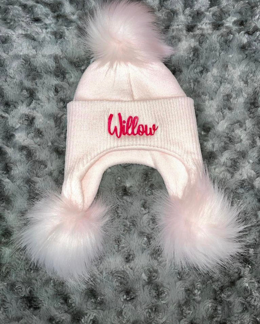 Pink Triple Pom hat - 3+ Months