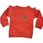 Initial & Teddy Design Frill Shoulder Sweater