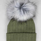 Khaki Green Personalised Single Pom hat - various sizes