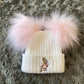 Pink Bunny Double Pom Hat - First Size