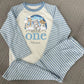 Rainbow When I Wake Up Personalised blue stripe Birthday Pyjamas Pjs