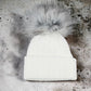 White Personalised Single Pom hat - various sizes